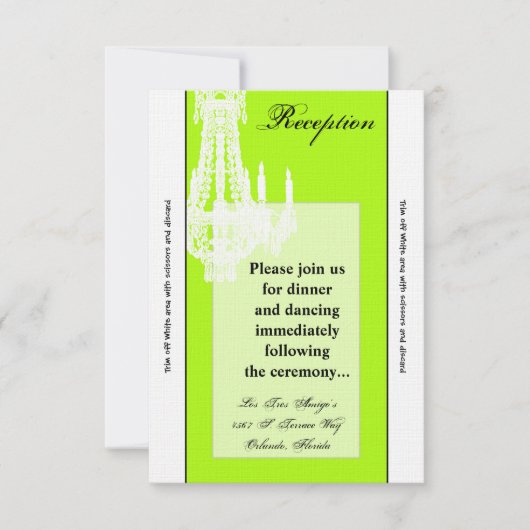 3.5x7 Receptie-Kaart Crystal Chandelier Glitz Glam Kaart (Voorkant)