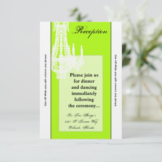 3.5x7 Receptie-Kaart Crystal Chandelier Glitz Glam Kaart (Staand voorkant)