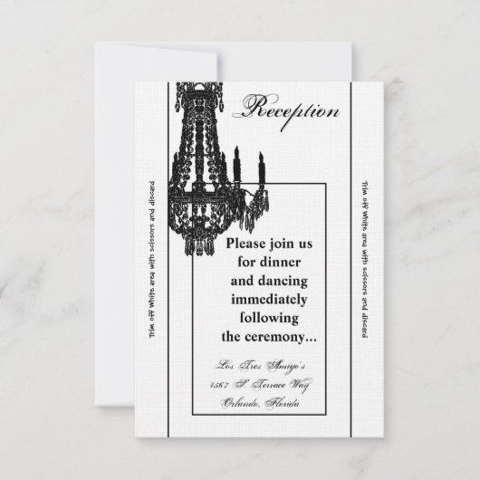 3.5x7 Receptie-Kaart Crystal Chandelier Glitz Glam Kaart (Voorkant)