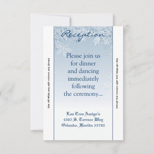 3.5x7 Receptie Kaart Crystal Snowflakes Winter (Voorkant)
