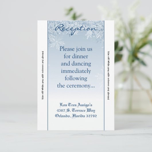 3.5x7 Receptie Kaart Crystal Snowflakes Winter (Staand voorkant)