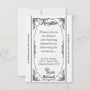 3.5x7 Receptie Kaart Eet Drink Wees getrouwd Wit