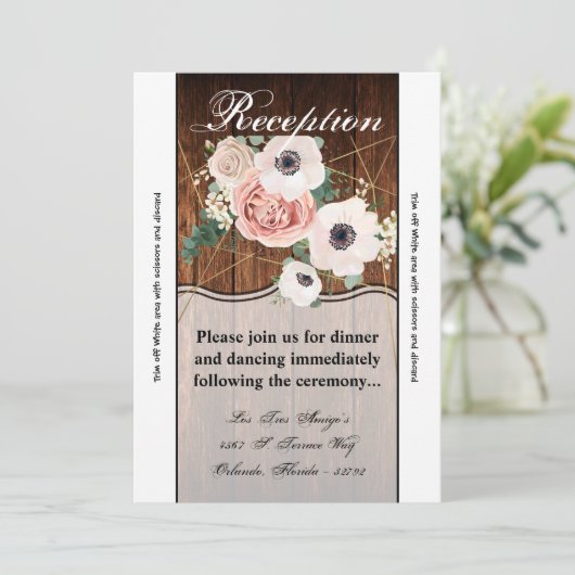 3.5x7 Receptie Kaart Geometrisch Land Schuur Hout (Staand voorkant)