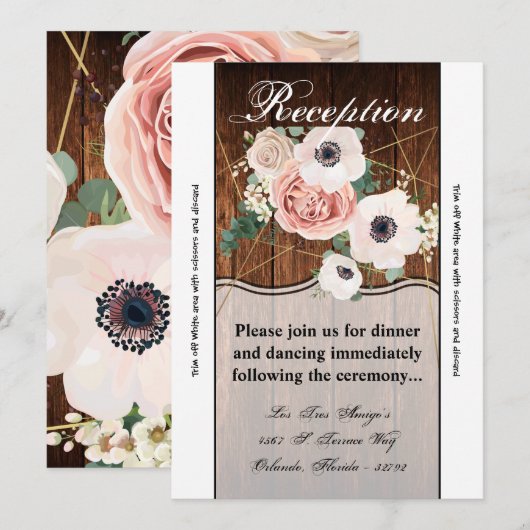 3.5x7 Receptie Kaart Geometrisch Land Schuur Hout (Voorkant / Achterkant)