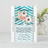 3.5x7 Receptie Kaart Geometrisch Roos Chevron Blau (Staand voorkant)