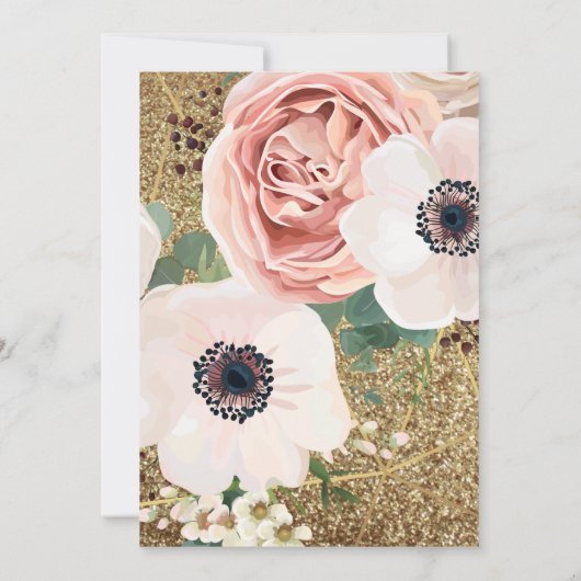 3.5x7 Receptie Kaart Geometrisch Roos Gouden Glitt (Achterkant)