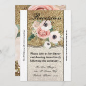 3.5x7 Receptie Kaart Geometrisch Roos Gouden Glitt (Voorkant / Achterkant)