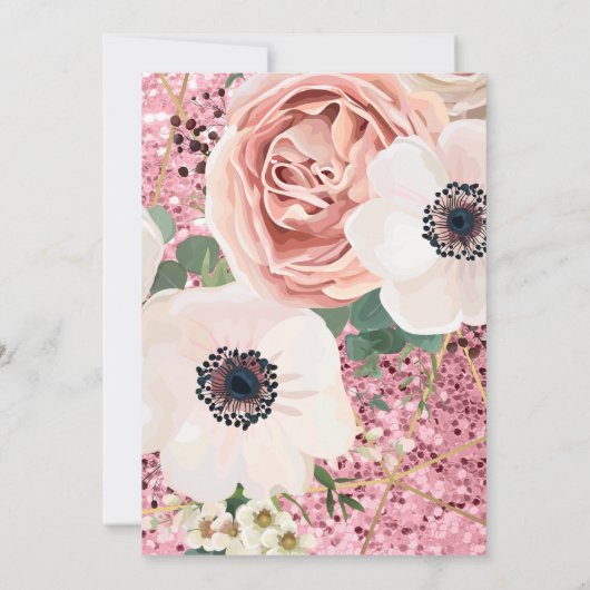 3.5x7 Receptie Kaart Geometrische Tuin Roos Glitte (Achterkant)