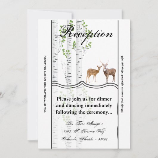 3.5x7 Receptie Kaart Herten Doe Buck Bos Woodland (Voorkant)