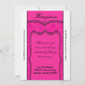 3.5x7 Receptie Kaart Hot Pink Damask (Voorkant)