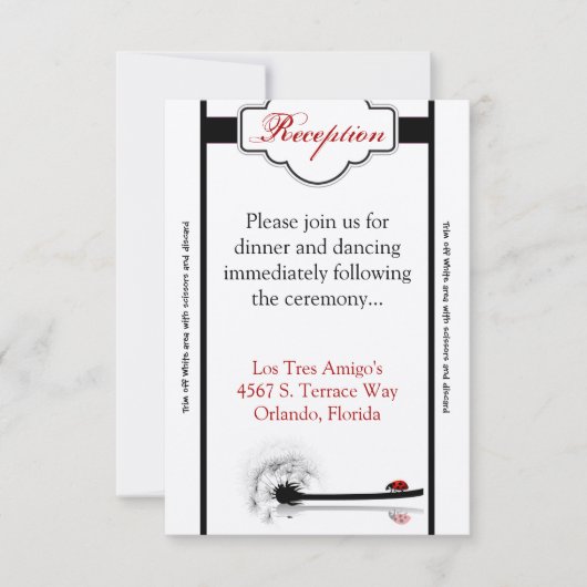 3.5x7 receptie Kaart Lady Bug Dandilion Flower Ins (Voorkant)