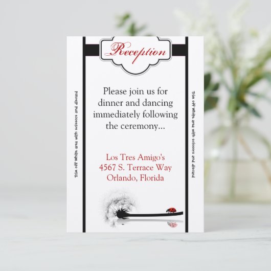 3.5x7 receptie Kaart Lady Bug Dandilion Flower Ins (Staand voorkant)