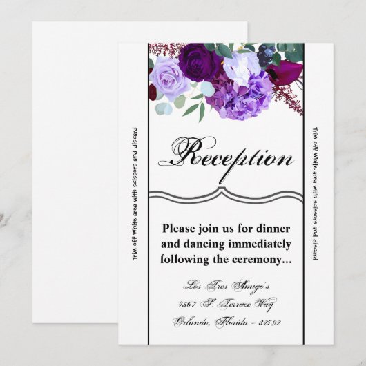 3.5x7 Receptie Kaart Lavendel Hibiscus op Wit (Voorkant / Achterkant)