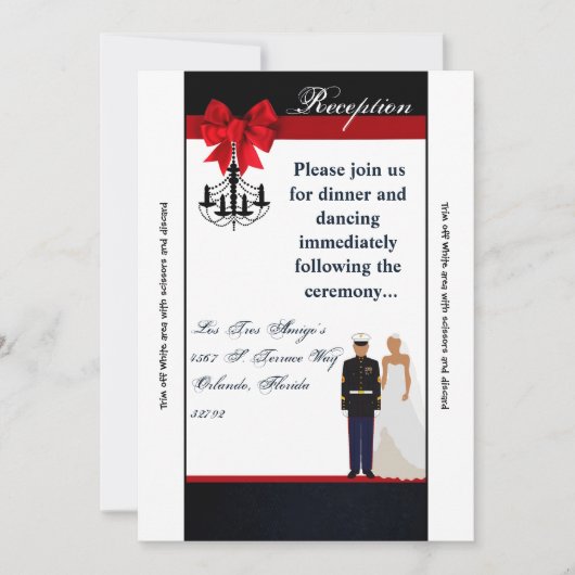 3.5x7 Receptie Kaart Marine Hispanic Uniform Groom (Voorkant)