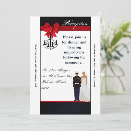 3.5x7 Receptie Kaart Marine Hispanic Uniform Groom (Staand voorkant)