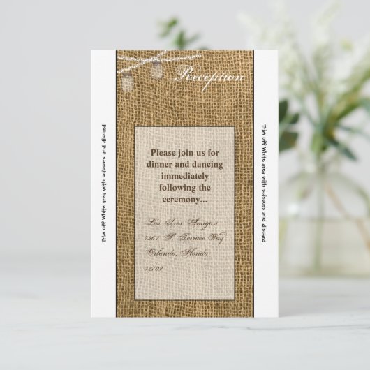 3.5x7 Receptie Kaart Mason Jar String Lights Burla (Staand voorkant)