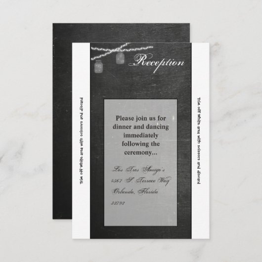 3.5x7 Receptie Kaart Mason Jar String Lights krijt (Voorkant / Achterkant)