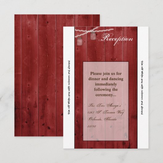 3.5x7 Receptie Kaart Mason Jar String Lights Wood (Voorkant / Achterkant)