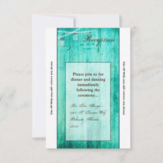 3.5x7 Receptie Kaart Mason Jar String Lights Wood (Voorkant)