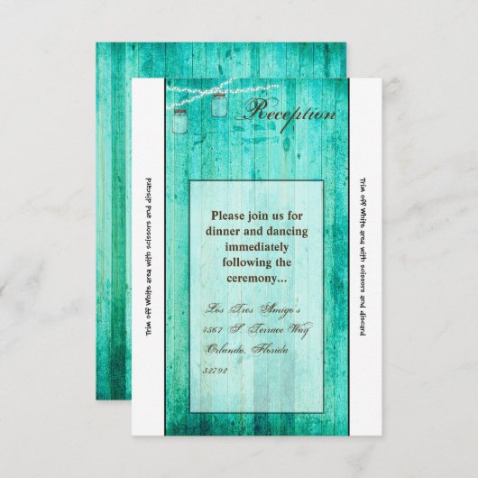 3.5x7 Receptie Kaart Mason Jar String Lights Wood (Voorkant / Achterkant)