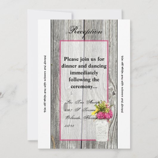 3.5x7 Receptie Kaart Mason Jars met Wildbloemen (Voorkant)