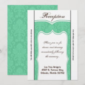 3.5x7 Receptie Kaart Mint Wit Damask (Voorkant / Achterkant)
