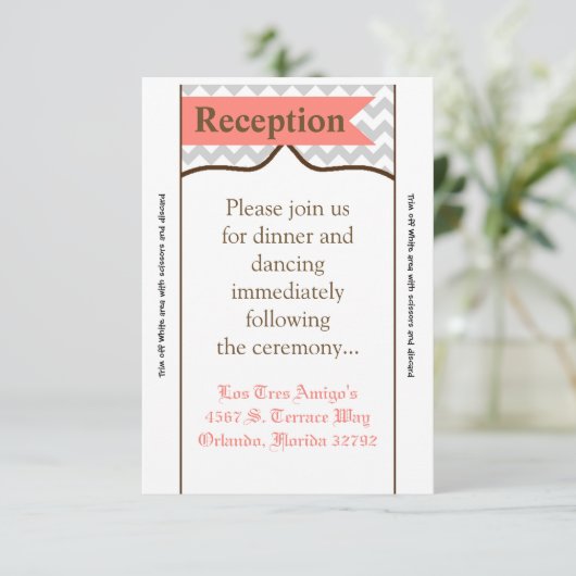 3.5x7 Receptie Kaart Modern Chevron Stripe Koraal (Staand voorkant)