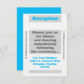 3.5x7 Receptie Kaart Modern Neon Streep Blauw (Voorkant / Achterkant)