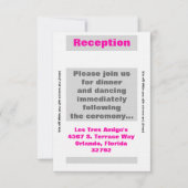 3.5x7 Receptie Kaart Modern Neon Streep Roze (Voorkant)