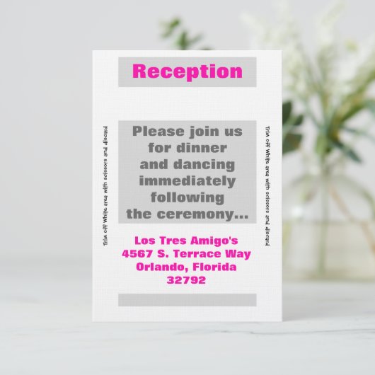 3.5x7 Receptie Kaart Modern Neon Streep Roze (Staand voorkant)