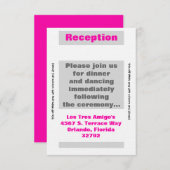 3.5x7 Receptie Kaart Modern Neon Streep Roze (Voorkant / Achterkant)