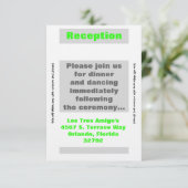 3.5x7 Receptie Kaart Modern Neon Stripe Groen (Staand voorkant)