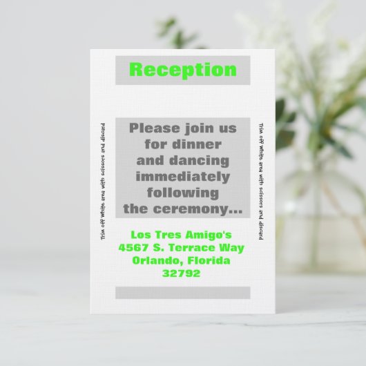 3.5x7 Receptie Kaart Modern Neon Stripe Groen (Staand voorkant)