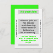 3.5x7 Receptie Kaart Modern Neon Stripe Groen (Voorkant / Achterkant)