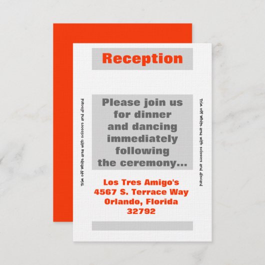 3.5x7 Receptie Kaart Modern Neon Stripe Sinaasappe (Voorkant / Achterkant)