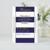 3.5x7 Receptie Kaart Modern Stripe Navy Wit Con (Staand voorkant)