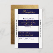3.5x7 Receptie Kaart Modern Stripe Navy Wit Con (Voorkant / Achterkant)