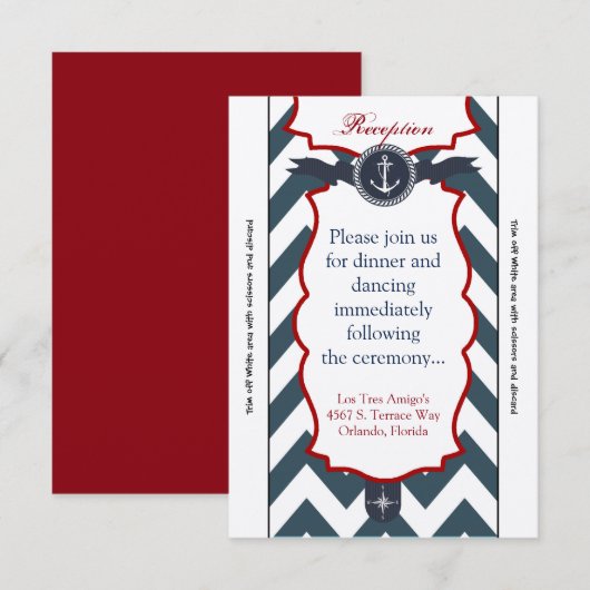 3.5x7 Receptie Kaart Nautisch Ankerkompas Oceaan (Voorkant / Achterkant)