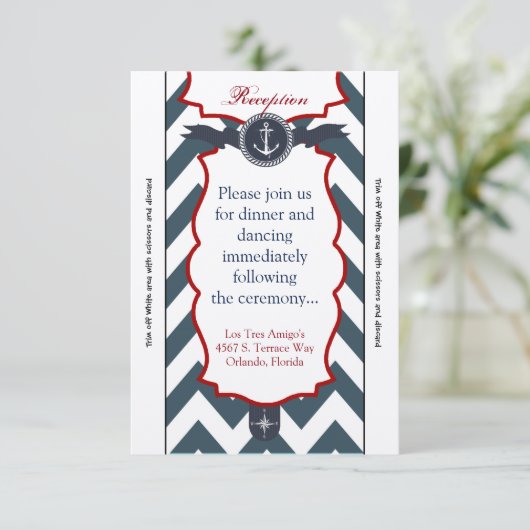 3.5x7 Receptie Kaart Nautisch Ankerkompas Oceaan (Staand voorkant)