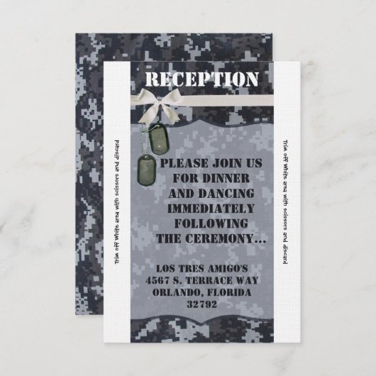 3.5x7 Receptie Kaart Navy DIGITAAL PRINT UNIFORM (Voorkant / Achterkant)