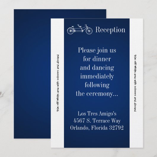 3.5x7 Receptie Kaart Navy Double Bike (Voorkant / Achterkant)