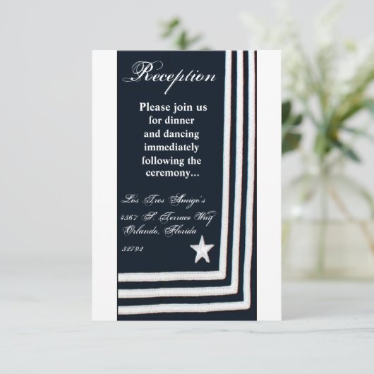 3.5x7 Receptie Kaart Navy Zomerjurk Blues Unif (Staand voorkant)