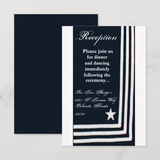 3.5x7 Receptie Kaart Navy Zomerjurk Blues Unif (Voorkant / Achterkant)