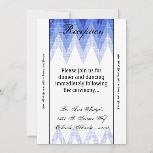 3.5x7 Receptie Kaart Ombre Chevron blauw (Voorkant)