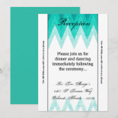 3.5x7 Receptie Kaart Ombre Chevron Blauwgroen (Voorkant / Achterkant)