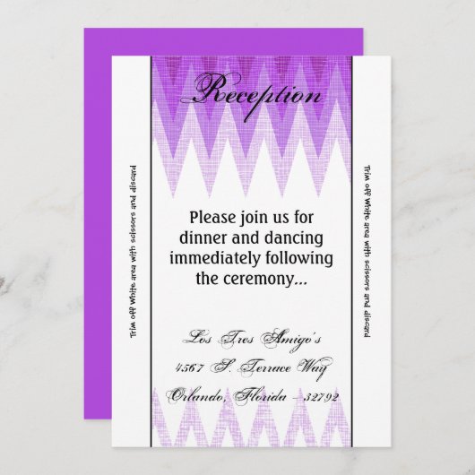3.5x7 Receptie Kaart Ombre Chevron Paarse (Voorkant / Achterkant)