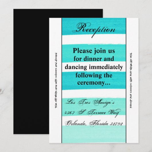 3.5x7 Receptie Kaart Ombre Streep Blauwgroen Lijn  (Voorkant / Achterkant)