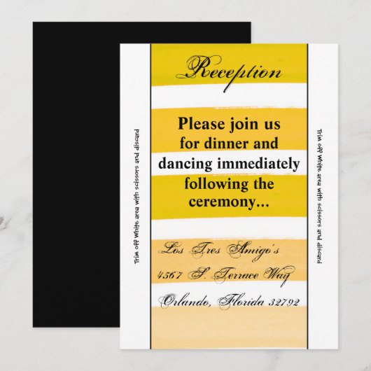 3.5x7 Receptie Kaart Ombre Streep Gele Lijn Vervag (Voorkant / Achterkant)