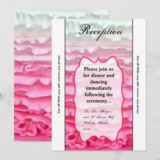 3.5x7 Receptie Kaart Ombre Streep Roze Frosting (Voorkant / Achterkant)