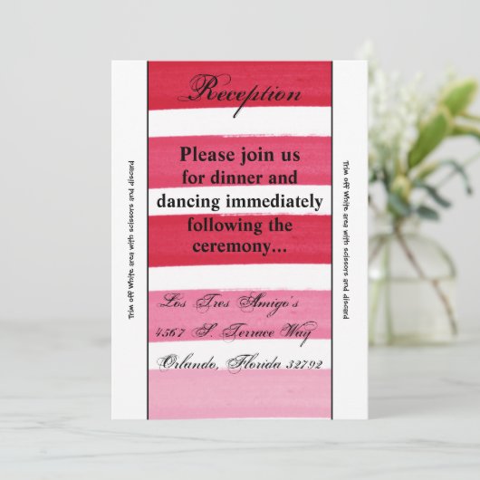 3.5x7 Receptie Kaart Ombre Streep Roze Lijn Vervag (Staand voorkant)